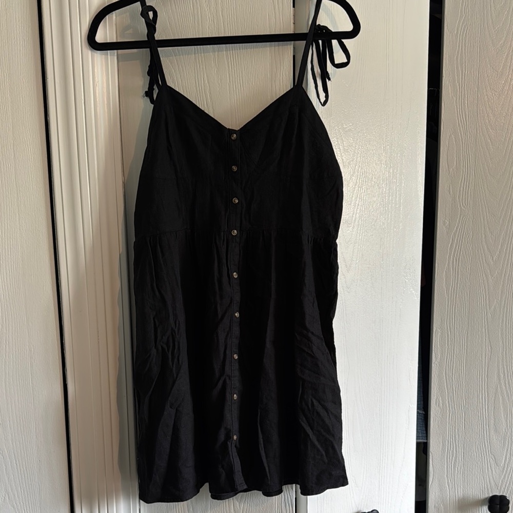 Aerie Black Button-Down Dress